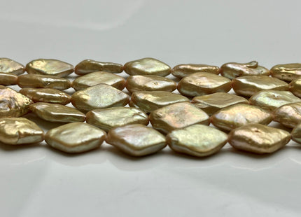 10-11x14-21 mm Gold Champagne Diamond Coin Shape Freshwater Pearl Beads Genuine Gold Champagne Color Diamond Coin Freshwater Pearls #P2095