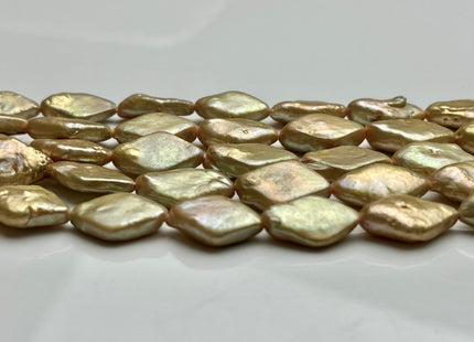 10-11x14-21 mm Gold Champagne Diamond Coin Shape Freshwater Pearl Beads Genuine Gold Champagne Color Diamond Coin Freshwater Pearls #P2095