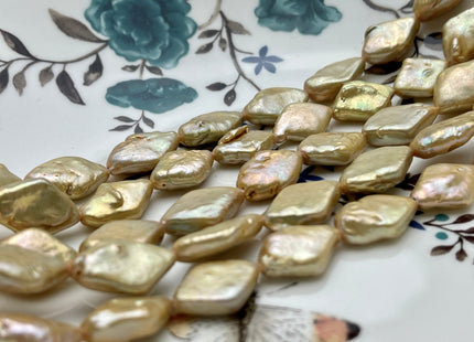 10-11x14-21 mm Gold Champagne Diamond Coin Shape Freshwater Pearl Beads Genuine Gold Champagne Color Diamond Coin Freshwater Pearls #P2095