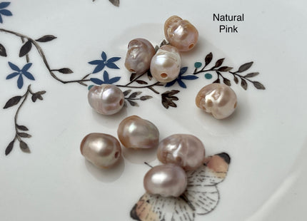One Piece 9-11x12-14mm Hand Carved Skull Large Hole Freshwater Pearl Genuine Natural Mauve Pink Hole Size 2.1mm DIY Earring Pendant #P2098