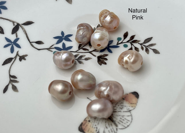 One Piece 9-11x12-14mm Hand Carved Skull Large Hole Freshwater Pearl Genuine Natural Mauve Pink Hole Size 2.1mm DIY Earring Pendant #P2098