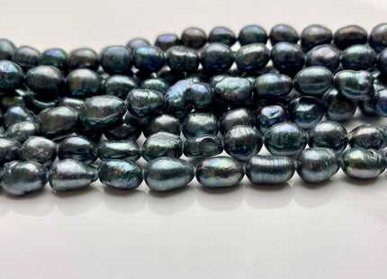 8-9x10-12 mm Dark Blue Peacock Rice/Oval Nugget Freshwater Pearl Beads Genuine Blue Freshwater Pearl Nugget Beads #P1834