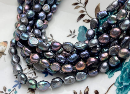 9-11x12-14 mm Dark Peacock Rice/Oval Nugget Freshwater Pearl Beads Genuine Dark Peacock Freshwater Pearl Rice Nugget Beads #P1832
