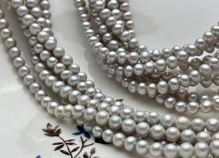 5 mm 5-6 mm AA Silver Gray Color Potato or Round Freshwater Pearl Beads High Luster Genuine Gray Color Tiny Potato Freshwater Pearls #P2103