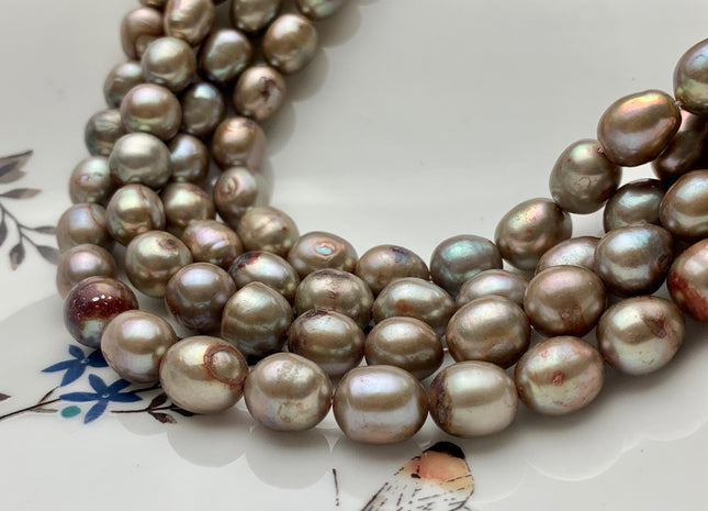 9-11x11-15 mm Light Taupe Brown Color C Grade Freshwater Oval Rice Pearls Genuine Taupe Oval/Rice Freshwater Pearls #P2112