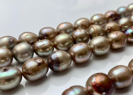 9-11x11-15 mm Light Taupe Brown Color C Grade Freshwater Oval Rice Pearls Genuine Taupe Oval/Rice Freshwater Pearls #P2112