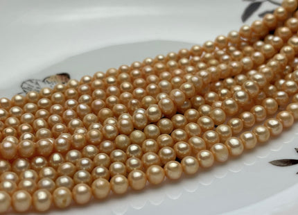 4.5 mm AA Champagne Color Round Potato Freshwater Pearl Beads High Luster Genuine Champagne Color Tiny Small Potato Freshwater Pearls #P2108