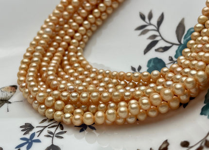 4.5 mm AA Champagne Color Round Potato Freshwater Pearl Beads High Luster Genuine Champagne Color Tiny Small Potato Freshwater Pearls #P2108