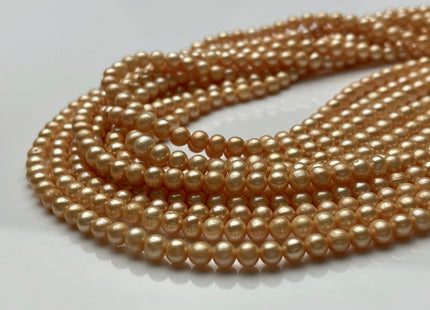 4.5 mm AA Champagne Color Round Potato Freshwater Pearl Beads High Luster Genuine Champagne Color Tiny Small Potato Freshwater Pearls #P2108