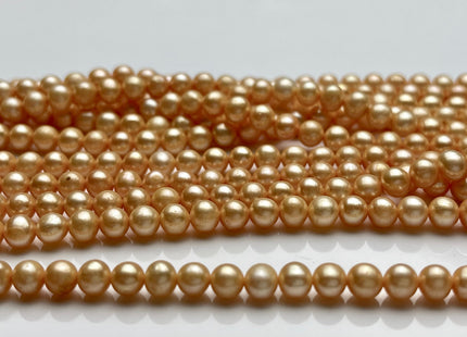 4.5 mm AA Champagne Color Round Potato Freshwater Pearl Beads High Luster Genuine Champagne Color Tiny Small Potato Freshwater Pearls #P2108