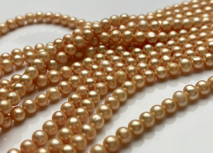 4.5 mm AA Champagne Color Round Potato Freshwater Pearl Beads High Luster Genuine Champagne Color Tiny Small Potato Freshwater Pearls #P2108