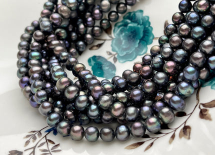 5-8 mm Dark Blue Peacock Color Potato Freshwater Pearl Beads Genuine Cultured Freshwater Pearl Beads Peacock Potato Pearl Beads #P2105