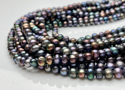6-7 mm Peacock Color Potato Freshwater Pearl Beads Genuine Cultured Freshwater Pearl Beads Peacock Potato B Grade Pearl Beads #P2104
