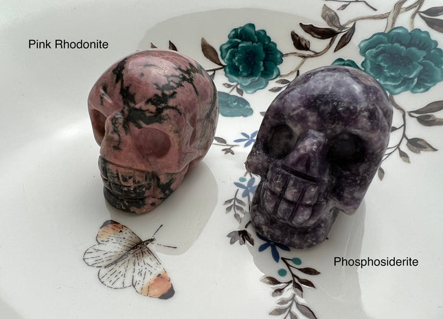2 Inch Hand Carved Gemstone Skull Home Decorations, Mini Skull Art Collectibles Figurines, Healing Gemstones, Skull Decor #4000-D