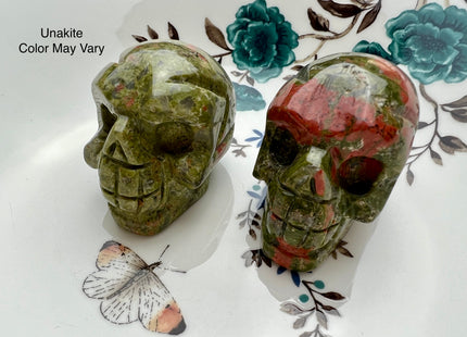 2 Inch Hand Carved Gemstone Skull Home Decorations, Mini Skull Art Collectibles Figurines, Healing Gemstones, Skull Decor #4000-D