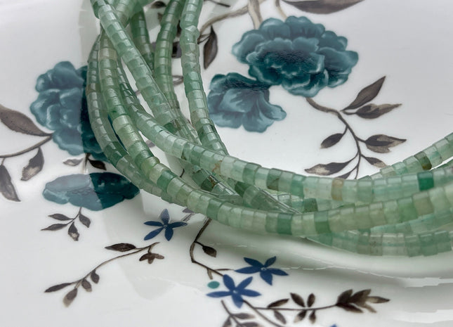 2x4mm Green Color Aventurine Heishi Rondelle Shape Genuine Natural Aventurine Gemstone Loose Beads 15.5 Inches Strand #4005