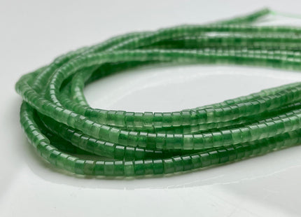 2x4mm Green Color Jade Heishi Rondelle Shape Genuine Natural Jade Gemstone Loose Beads 15.5 Inches Strand #4006