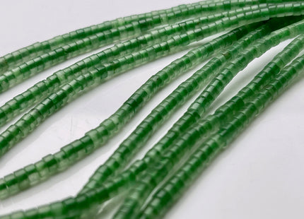 2x4mm Green Color Jade Heishi Rondelle Shape Genuine Natural Jade Gemstone Loose Beads 15.5 Inches Strand #4006