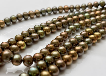 7 mm AAA Green Copper Color Off Round Freshwater Pearl Beads Genuine Green Copper Color Potato Freshwater Pearls  #P1985