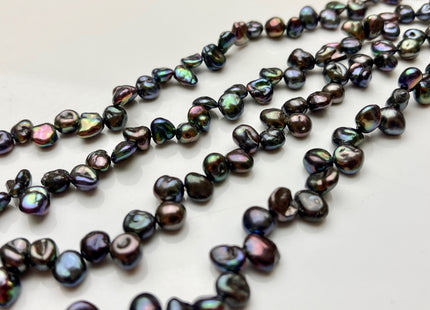 6x7-8 mm AA Dark Peacock Color Keshi Freshwater Pearls Top Drilled Keshi Pearl Beads High Luster Genuine Keshi Freshwater Pearls #P1979