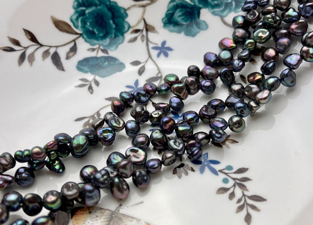6x7-8 mm AA Dark Peacock Color Keshi Freshwater Pearls Top Drilled Keshi Pearl Beads High Luster Genuine Keshi Freshwater Pearls #P1979