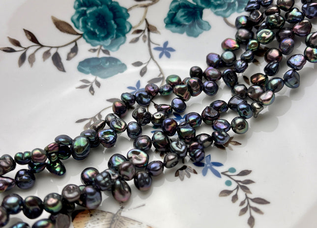 6x7-8 mm AA Dark Peacock Color Keshi Freshwater Pearls Top Drilled Keshi Pearl Beads High Luster Genuine Keshi Freshwater Pearls #P1979