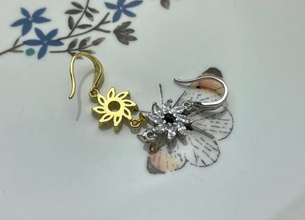 One Pair 925 Sterling Silver/Gold Simple Hook Earring Setting Flower Shape Earring Hook Findings For Half Drilled Pearls #10233