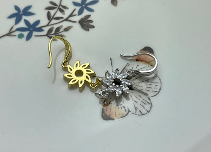 One Pair 925 Sterling Silver/Gold Simple Hook Earring Setting Flower Shape Earring Hook Findings For Half Drilled Pearls #10233
