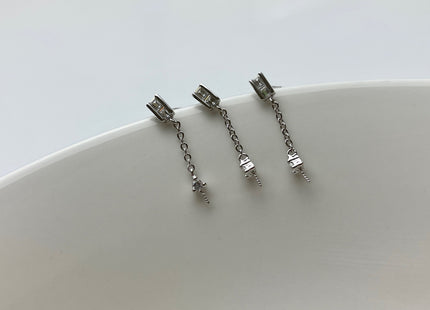 One Pair 925 Sterling Silver Setting Findings For Half Drilled Pearls Chain Design Shape Design Sterling Silver Earring Findings #10246