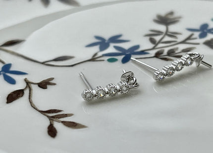 One Pair 925 Sterling Silver Setting Findings For Half Drilled Pearls Stick Rod Shape Design Sterling Silver Earring Findings #10248