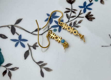 One Pair 925 Sterling Silver Simple Hook Earring Setting Gold Painted Coin Shape Earring Hook Findings For Half Drilled Pearls #10252