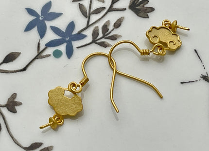 One Pair 925 Sterling Silver Simple Hook Earring Setting Gold Painted Cloud Coin Shape Earring Hook Findings For Half Drilled Pearls #10256