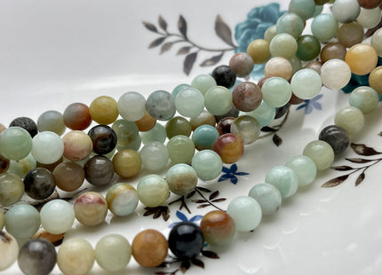 6mm 8mm 10mm Natural Multi Color Smooth Round Amazonite Gemstone Beads Genuine Natural Amazonite Beads 15.5 Inches Strand #4014
