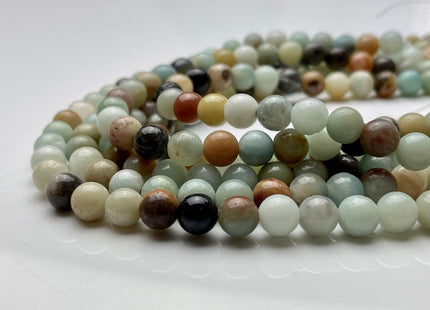 6mm 8mm 10mm Natural Multi Color Smooth Round Amazonite Gemstone Beads Genuine Natural Amazonite Beads 15.5 Inches Strand #4014