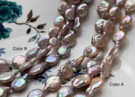 11x12-14mm AA Natural Dark Mauve Purple Color Coin Freshwater Pearl Beads Genuine High Luster Tear Drop shape Coin Pearls 27 Pieces #P2009