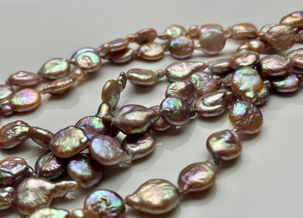 11x12-14mm AA Natural Dark Mauve Purple Color Coin Freshwater Pearl Beads Genuine High Luster Tear Drop shape Coin Pearls 27 Pieces #P2009