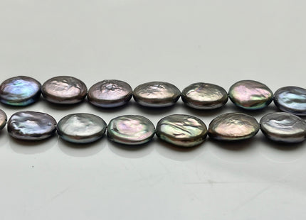 11-12 mm Dark Silver Gray Color With Pink Sheen Coin Freshwater Pearl Beads Genuine Silver Gray Flat Coin Freshwater Pearl Beads #P1987