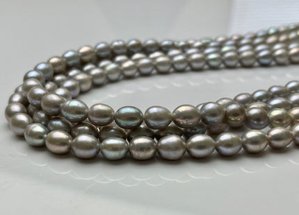 7x8-9 mm Gray Color Rice/Oval Freshwater Pearl Beads Genuine Gray Color High Luster Cultured Rice Shape Freshwater Pearls #P1996