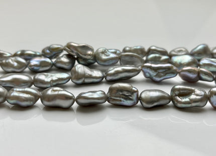 9-10x13-19 mm AA Silver Gray Color Keshi Freshwater Pearls Beads Genuine Keshi Rice Nugget Shape Silver Gray Freshwater Pearl Beads #P1997