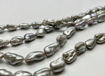 9-10x13-19 mm AA Silver Gray Color Keshi Freshwater Pearls Beads Genuine Keshi Rice Nugget Shape Silver Gray Freshwater Pearl Beads #P1997