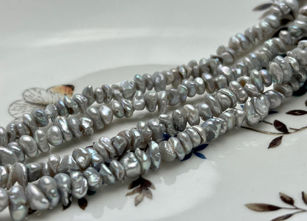 6-8 mm AA Gray Color Keshi Disc Freshwater Pearl Beads Center Drilled Genuine Gray Color Keshi Disc Shaped Pearls #P2000