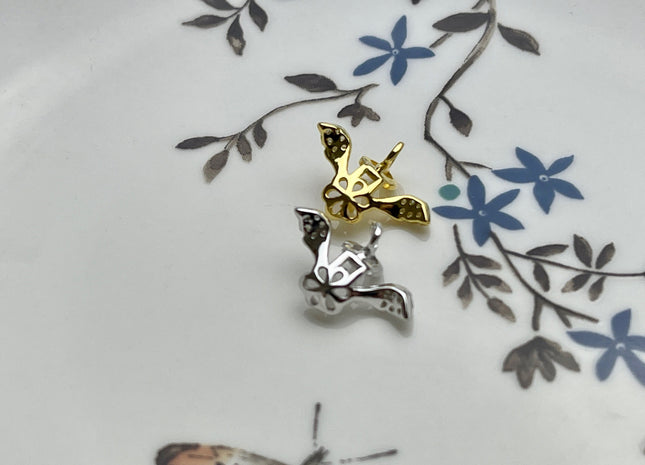 One Piece 925 Sterling Silver/Gold Pendant Setting Findings For Half Drilled Pearls Leaf Petal Shape Design W/CZ Silver Pendant #10257