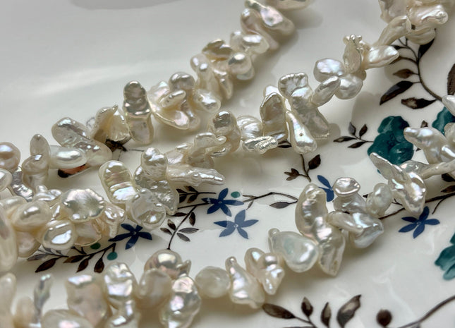 5-8x8-14 mm AAA Freshwater Natural White Keshi Pearl Beads Genuine Double Keshi Center Drilled High Luster Natural KeshiPearls #P2007
