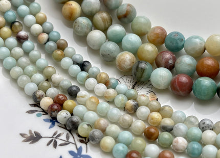 6mm 8mm 10mm Natural Multi Color Smooth Round Amazonite Gemstone Beads Genuine Natural Amazonite Beads 15.5 Inches Strand #4014