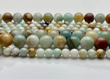 6mm 8mm 10mm Natural Multi Color Smooth Round Amazonite Gemstone Beads Genuine Natural Amazonite Beads 15.5 Inches Strand #4014