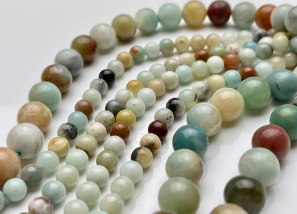 6mm 8mm 10mm Natural Multi Color Smooth Round Amazonite Gemstone Beads Genuine Natural Amazonite Beads 15.5 Inches Strand #4014