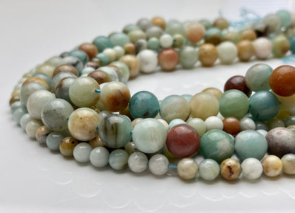 6mm 8mm 10mm Natural Multi Color Smooth Round Amazonite Gemstone Beads Genuine Natural Amazonite Beads 15.5 Inches Strand #4014