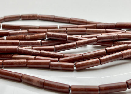 4x13-14 mm Tube Shape Red Mahogany Jasper Gemstone Beads Genuine Mahogany Color Jasper Gemstones Loose Beads 15.5 Inches Strand #4013