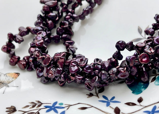 5-6x7-8 mm AA Mulberry Color Keshi Freshwater Pearls Top Drilled Keshi Pearl Beads High Luster Genuine Wine Purple Color Keshi Pearls #P2006