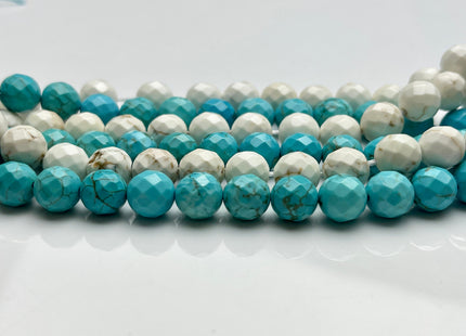 4mm 6mm 8mm 10mm 12mm Faceted Howlite White OR Blue Turquoise Gemstone Beads Faceted Turquoise Round Beads Howlite Gemstone Beads #497